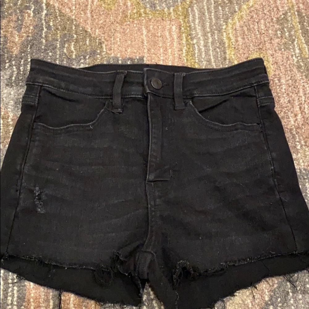 high rise American Eagle black jean shorts